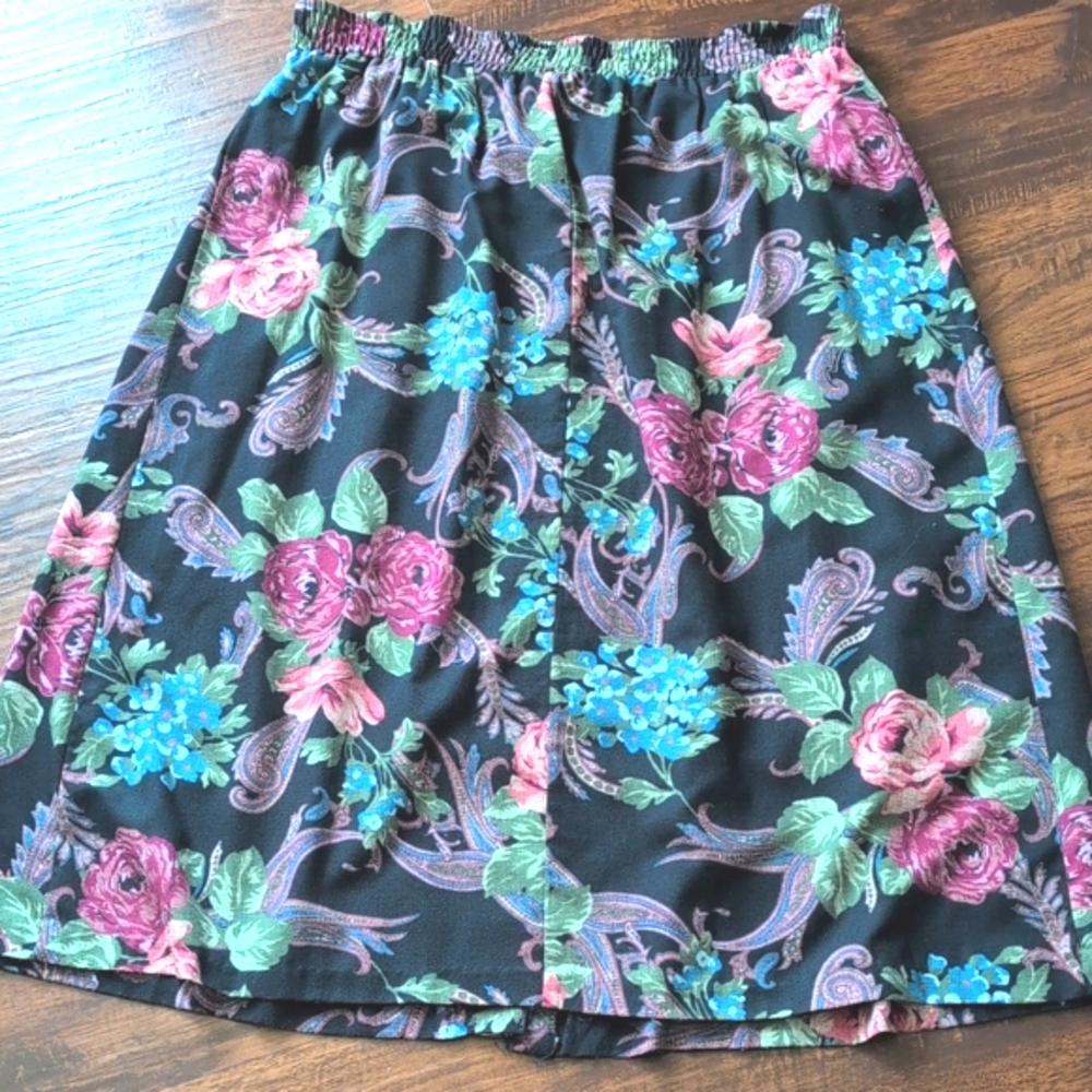 Vtg 90's Floral Button Down Midi Skirt High Waisted Feminine Cottagecore L/XL - Picture 7 of 13